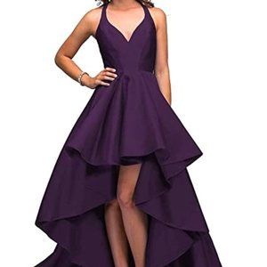 Tianzhihe Purple satin high-low halter dress size 12